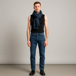 Chaps Mens Knitted Blue Scarf